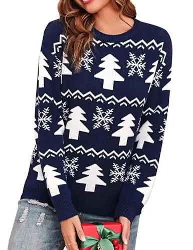 Produktbild: Nieery Weihnachtspullover Damen Weihnachten Pullover Christmas Sweater Weihnachtspulli Weihnachtsoutfit Strickkleid lustig Strickpullover Weihnachts