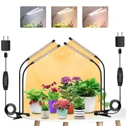 Produktbild: 2Köpfe+2Köpfe Pflanzenlampe LED, Pflanzenlicht Vollspektrum, Pflanzenleuchte mit Zeitschaltuhr, 3 Farbmodi und 10 Stufen Dimmbar, Wachstumslampe für Innenpflanzen, Zimmerpflanzen