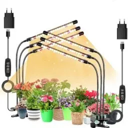 Produktbild: Niello 2 Pack 6Köpfe Pflanzenlampe LED, Pflanzenlicht Vollspektrum, Pflanzenleuchte mit Zeitschaltuhr, 3 Farbmodi und 10 Stufen Dimmbar, Wachstumslampe für Innenpflanzen, Zimmerpflanzen