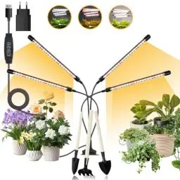 Produktbild: Niello 4Kopf Pflanzenlampe LED, USB Pflanzenlicht, Vollspektrum Grow Lampe, Pflanzenleuchte Wachsen licht für Zimmerpflanzen mit Zeitschaltuhr 3/9/12H, 3 Modi & 10 Dimmstufen Wachstumslampe.