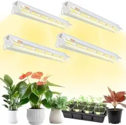 Produktbild: Niello 4Pack T5 Pflanzenlampe, 42cm LED Grow Lampe für Zimmerpflanzen Vollspektrum, 660nm/3000K/6000K Pflanzenlicht mit Reflektor/Daisy Chain fur Aussaat, Gewaechshaus, Grow Shelves