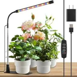 Produktbild: Niello Growlampe für Zimmerpflanzen, Vollspektrum Pflanzenlicht mit Sockel, Pflanzenlampe Auto ON/Off 3/9/12H Timer, 10 dimmbare Stufen für kleine Zimmerpflanzen