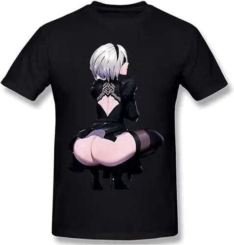 Produktbild: Nier Automata 2B Hentai Nier Automata Pullover Men's Crewneck T-Shirt Short Sleeve Top Unisex Pure Cotton Tee Black L