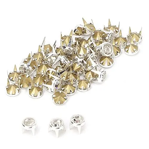 Produktbild: Nieten Strass,Glitzer Nieten Für Textilien,Glitzer Nieten,Strasssteine Mit Krallen,Strass Nailhead,50 Stück 7 Mm Diy Silberne Runde Klaue A-Grade-Krll-Strasssteine Klaue Perlen