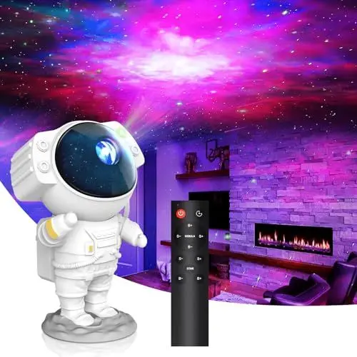 Produktbild: Nigecue Astronauten LED Sternenhimmel Projektor mit Fernbedienung, Sternenprojektor Nachtlicht Sterne Projektor mit Timer, LED Projektorlampe für Baby Kinder Schlafzimmer Heimkino Party Haus