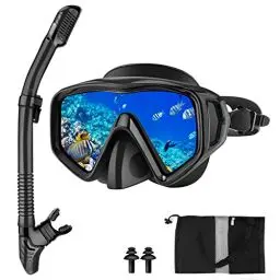 Produktbild: Nigecue Schnorchelset Erwachsene, Schnorcheln Set mit Taucherbrille und Dry Schnorchel, Anti-Leck Anti-Fog Tauchmaske aus Gehärtetem Glas für Schnorcheln, Schwimmen und Tauchen