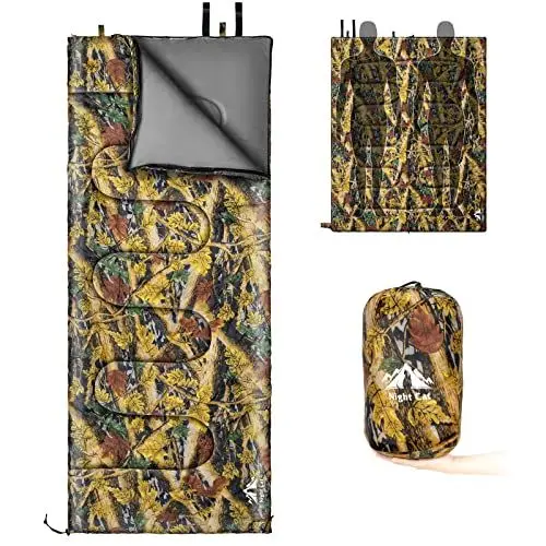 Produktbild: Night Cat Camping Schlafsack Deckenschlafsäcke für Erwachsene 3 Jahreszeiten Portable Leichtgewicht Backpacking Wandern Outdoor Empfehlen 5℃-15℃ 80x190cm Wechseln Sie zu Einer Steppdecke oder Decke