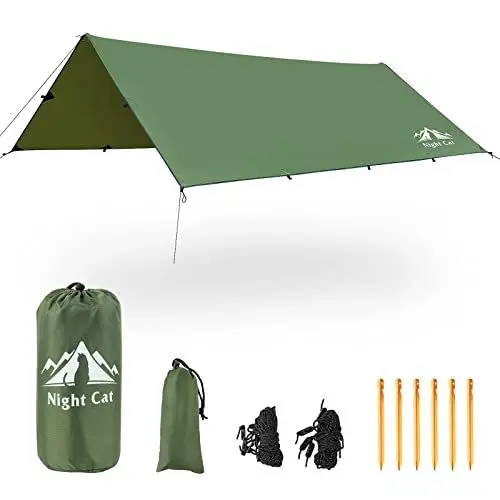 Produktbild: Night Cat Hängematte Regenfliege Camping Tarp Multifunktionale leichte wasserdichte Sonnenschutz UV-Schutz UPF 50+ für Wald Park Hinterhöfe（360x300cm）