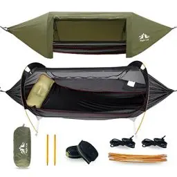 Produktbild: Night Cat Hängematte Zelt mit Moskitonetz wasserdichte Regenfliege Für 1 Person Wandern Camping im Garten Hinterhof Wilde Grün Pro