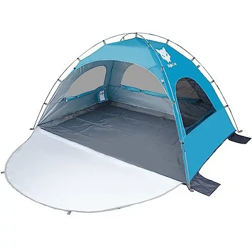 Produktbild: Night Cat Strandmuschel, Sonnenschutz, Sonnenschutz, UPF 50+, UV-Schutz, einfache Installation für 2-4 Personen, Picknick, Strand, Garten