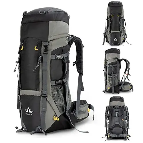 Produktbild: Night Cat Wanderrucksack 90L Rucksack Trekkingrucksack Reiserucksack Herren Damen Atmungsaktiv für Camping Trekking Mountainering Klettern Fahrradreisen