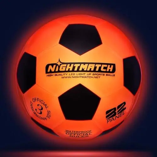 Produktbild: NIGHTMATCH LED Leuchtfußball | fußball | Offizielle Größe 3 | Wasserdicht | Im Dunkeln leuchten | Fussball Kinder & Erwachsene | Leuchtender Fußball | Für Drinnen & Draußen