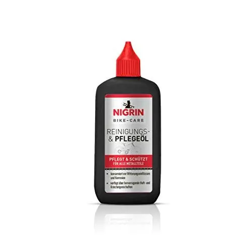Produktbild: NIGRIN BIKE-CARE Fahrrad-Reinigungs- und Pflegeöl | 100 ml Flasche | Fahrradreinigung und Pflege | schützt vor Korrosion, grau