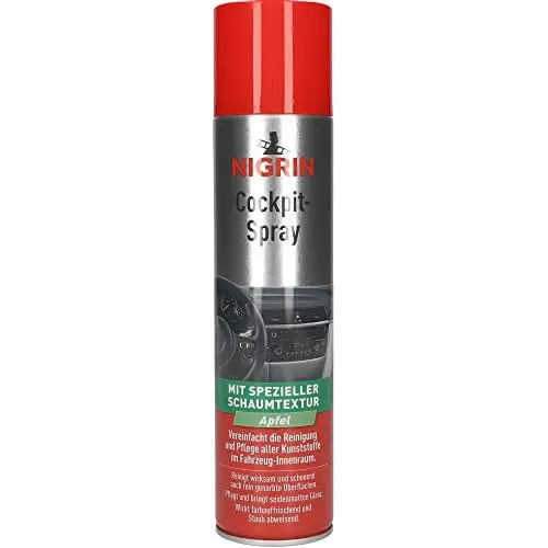 Produktbild: NIGRIN Cockpit-Spray Apfel, reinigt wirksam und schonend auch feingenarbte Oberflächen, 400 ml