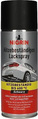 Produktbild: NIGRIN Lackspray, 400 ml, mattschwarzer Autolack, hitzebeständig, schützt Motor und Auspuff vor Rost, schnell trocknend, schwarz