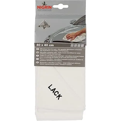 Produktbild: NIGRIN Mikrofaser-Tuch Lack, besonders sanft zum Lack, garantiert kratzerfreies Auspolieren, Auto Microfasertuch Autopflege, 40x40 cm