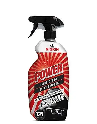 Produktbild: NIGRIN POWER Insekten-Entferner, Insekten-Reiniger, POWER-Gelformel mit Eiweiß-Terminator, 750 ml Sprühflasche, Grapefruit-Minze Duft