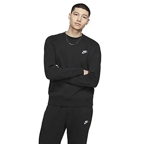 Produktbild: Nike Herren M NSW CLUB CRW BB 804340 Long Sleeved T-shirt, schwarz (black/White), L, 17-23