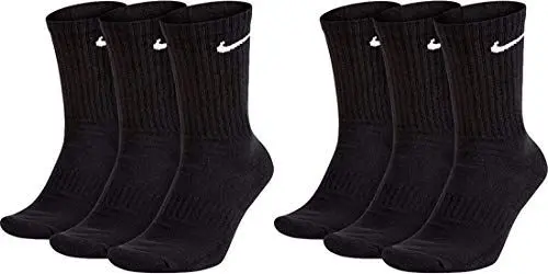 Produktbild: Nike 6 Paar Socken Herren Damen Weiß Grau Schwarz Tennissocken Sparset SX7664, Farbe:Schwarz, Größe:34-38