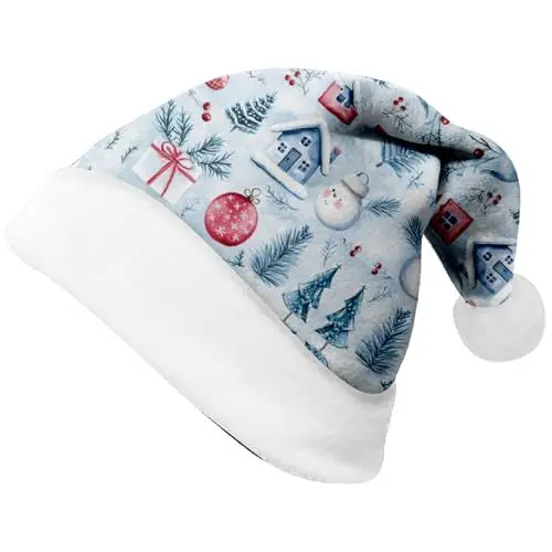 Produktbild: Nikolausmütze Meine Bestellungen Anzeigen Plüsch Weihnachtsmütze Rentier Drucken Santa Mütze Für Erwachsene Und Kinder Weihnachtsaccessoires Bequeme Kopfbedeckung Weihnachten himmelblau M