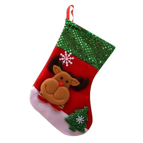 Produktbild: Nikolausstrumpf Große Nikolausstiefel Nikolaus Socke Strumpf zum Aufhängen Nikolausstiefel zum Befüllen Hängende Strümpfe Weihnachtsdeko Für Kamin Weihnachtsfeier Dekorieren (C, One Size)