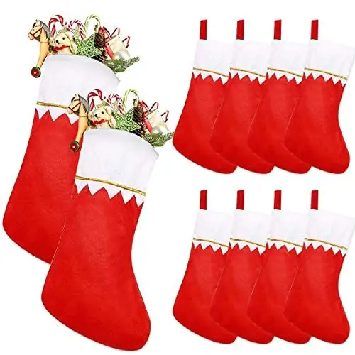 Produktbild: Nikolausstrumpf,Nikolausstiefel,10 Stück Nikolausstiefel Zum Befüllen,36 x 23 cm ,Großer Weihnachtsstrumpf, Christmas Stockings Personalized, Hängende Weihnachten Strümpfe für Kamin, Weihnachtsdeko