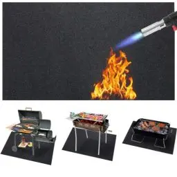 Produktbild: Nikou 124 x 75 cm Feuerfeste Unterlage, Grillteppich Bodenschutzmatte Grillmatten HitzebestäNdige Bodenmatte Antihaft BBQ Gasgrill Splatter Matte Grillzubehör für den Außengrill Rasen Terrasse