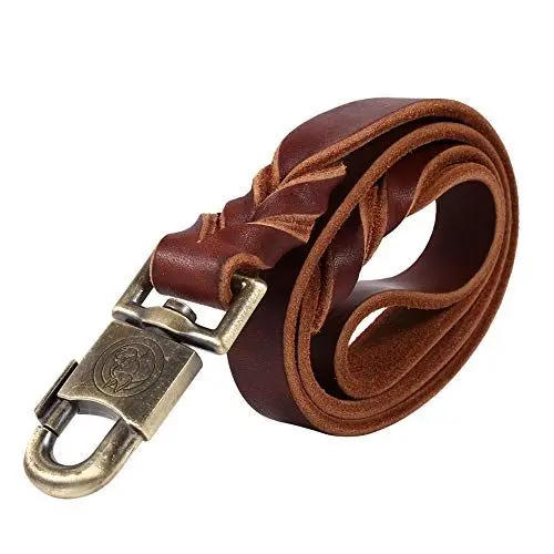 Produktbild: Nikou Leder Hundeleine - Weiches Leder Hundehalsband & Leine in B-Raided 2,5 cm Breite Haustierkette 90/120/150 cm Länge hochfest(2.5 * 120CM)