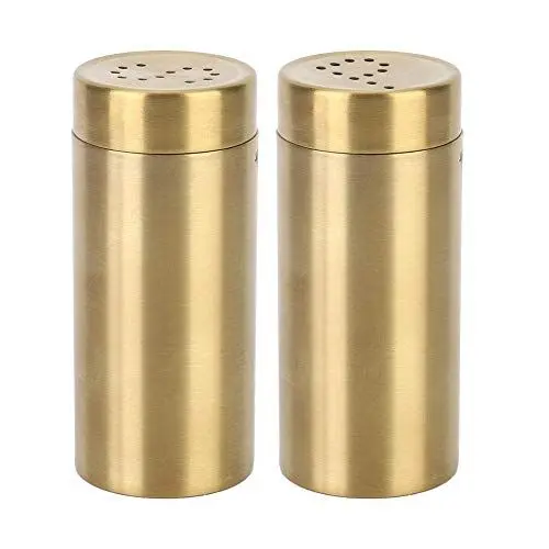 Produktbild: Nikou Pfefferstreuer, 2 Stück Gewürzglas Edelstahl Gewürz Salz- und Pfefferstreuer Set Gewürzglas Flasche für Salzzucker Haushaltsküche, Gewürzdosen Aufbewahrung (Gold)