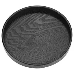 Produktbild: Nikou Tablett Runde Schwarze Serviertabletts, Massivholztablett Hoher Rand Dekotablett für Tee Kaffee Snacks Mahlzeiten Restaurant, Dekorative Tabletts (27cm)