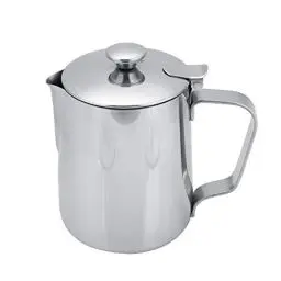 Produktbild: Nikou Milchkännchen 350ml Edelstahl Schaumbecher, Kaffeetasse Milch Aufschäumer Kännchen Tasse Schaumkrug Krug Handheld Becher mit Deckel für Latte Coffee Art Barista