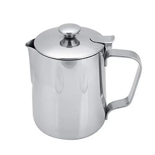 Produktbild: Nikou Milchkännchen 350ml Edelstahl Schaumbecher, Kaffeetasse Milch Aufschäumer Kännchen Tasse Schaumkrug Krug Handheld Becher mit Deckel für Latte Coffee Art Barista