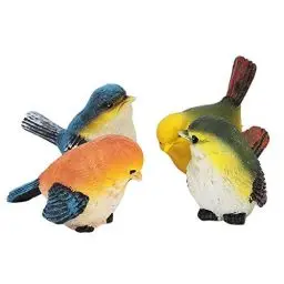 Produktbild: Nikou Vogel Dekoration, 4 Stück Harz Vogel Tierfigur, Niedlich Außen Innen Dekoration auf Rasen und Hof Ostern Weihnachtsdekoration Handwerk Ornament Haus Garten Deko