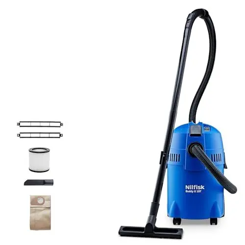 Produktbild: Nilfisk Buddy II 18L T Nass Trockensauger mit Steckdose - Staubsauger für Werkstatt, Haus, Garten und Auto (1200 W)