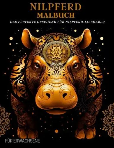 Produktbild: Nilpferd Malbuch für Erwachsene: Nilpferd Muster, Mandalas und Blumen – Therapie und Meditation für Männer und Frauen