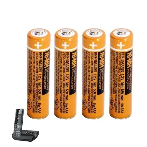 Produktbild: NI-MH Akku 550 mAh (1.2V) für Panosonic Schnurlos Telefone, Wiederaufladbare Batterien AAA für Gigaset Mobilteile - 4er Pack