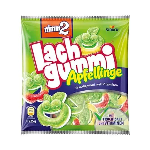 Produktbild: nimm2 Lachgummi Apfellinge – 1 x 225g – Saure Fruchtgummis mit Fruchtsaft und Vitaminen
