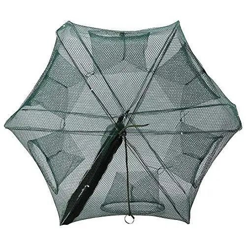 Produktbild: NIMOA Köderfischreuse Aalreuse Reuse, Angeln Trap Net, Fischen Automatische Nylon Fischernetz Shrimp Cage Faltbare Krabben Fisch Cast Krabbe Fischernetz, 6 Löcher