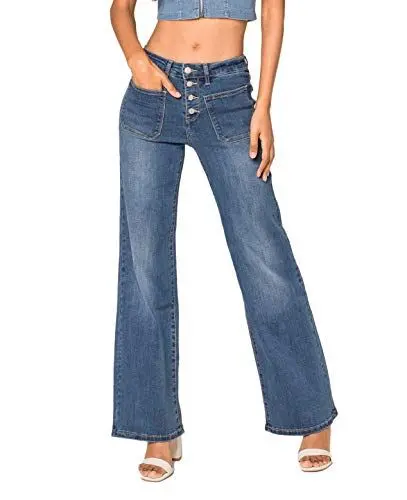 Produktbild: Nina Carter Art. P139 Damen Jeanshosen Flared Bootcut High Waist (Blau (P139-1), XS)