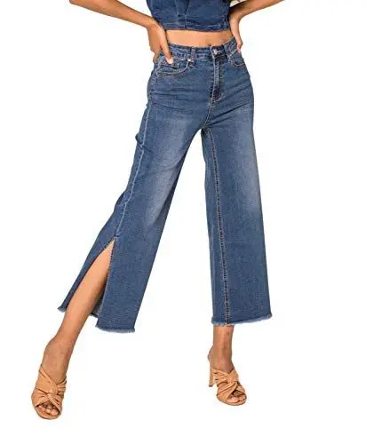 Produktbild: Nina Carter Art. Q1867 & Q1868 Damen Jeanshosen Flared Cropped Dreiviertel Capri Jeans (Dunkelblau (Q1868), XL)