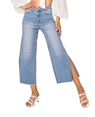 Produktbild: Nina Carter Art. Q1867 & Q1868 Damen Jeanshosen Flared Cropped Dreiviertel Capri Jeans (Hellblau (Q1867), XL)