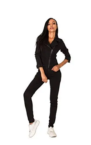 Produktbild: Nina Carter Damen Jeans Overall Art. S387 Jumpsuit Skinny Fit Denim-Overall (Schwarz, S)