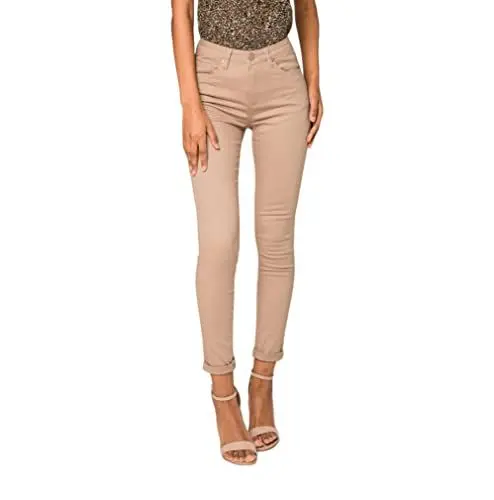 Produktbild: Nina Carter P109 Damen Skinny Fit Jeans High Waist Slim Hose Figurbetonte Stretch Jeanshose (Taupe (P109-18), M)