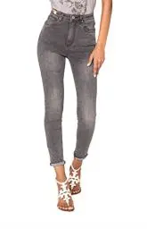 Produktbild: Nina Carter P190 Damen Skinny Fit Jeanshosen Extra HIGH Waist Jeans Used-Look (Grau (P190-17), XS)