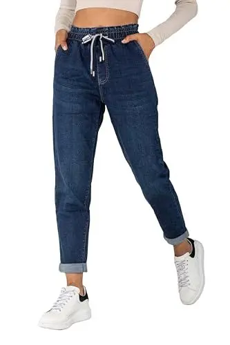 Produktbild: Nina Carter P500 Damen Jogginghose High Waist Jeanshosen Sommer Jeans (Dunkelblau (P500-39), M)