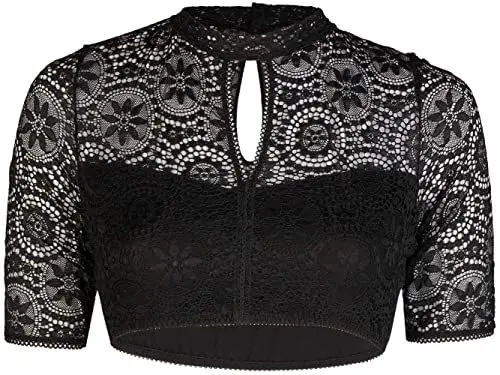 Produktbild: Nina von C. Dirndlbluse 16 467 893 0 Spitze | Damen Dirndl-Bluse mit Schlitz-Ausschnitt | schwarz Gr 38