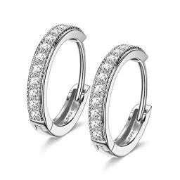 Produktbild: NINAMISS Ohrringe, Ohrringe Creolen mit AAA Zirkonia, Geschenke für Frauen/Damen/Männer, Creolen Silber 925 |Silber|Gold|Rosegold, 12mm, Kommt in Schmuck Box Muttertagsgeschenk für Mutti
