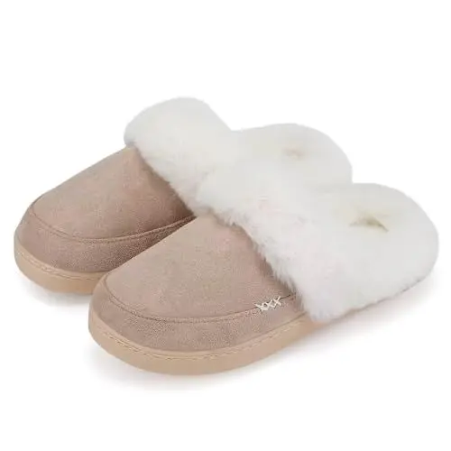 Produktbild: NineCiFun Damen Winter Hausschuhe Warme Flauschige Plüsch Pantoffeln rutschfest Slip on Flache hüttenschuhe (42/43EU,Khaki)