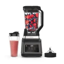 Produktbild: Ninja 2-in-1 Mixer mit 3 Programmen·· Mixen, Max Mixen und Zerkleinern & 4 manuellen Einstellungen, 2,1L Krug & 700ml Becher, 1200W, spülmaschinenfest, Auto-iQ, Schwarz BN750EU
