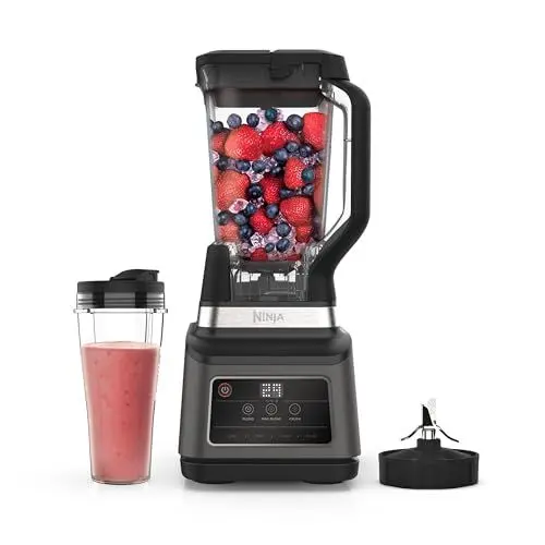 Produktbild: Ninja 2-in-1 Mixer mit 3 Programmen·· Mixen, Max Mixen und Zerkleinern & 4 manuellen Einstellungen, 2,1L Krug & 700ml Becher, 1200W, spülmaschinenfest, Auto-iQ, Schwarz BN750EU